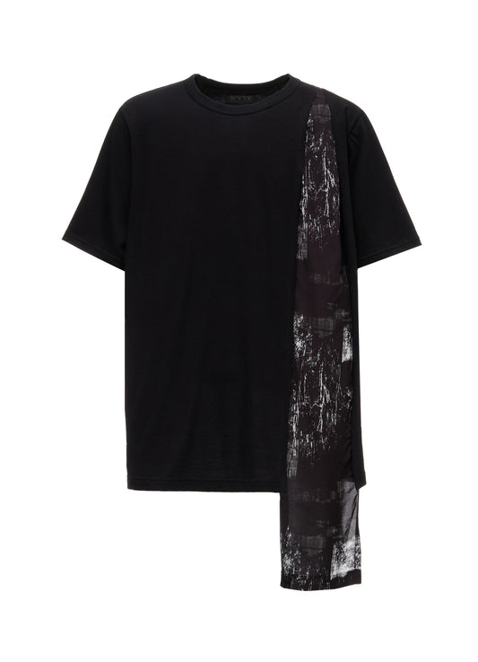 ASYMMETRY DESIGN SHORT-SLEEVED T-SHIRT WITH WITHERED BRANCH PRINTED FABRIC