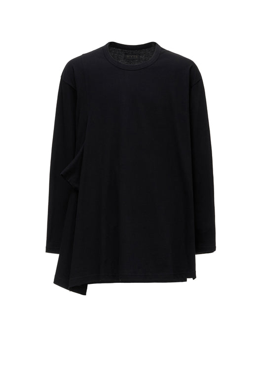 COTTON JERSEY FABRIC SWITCH L/S DRAPED T-SHIRT