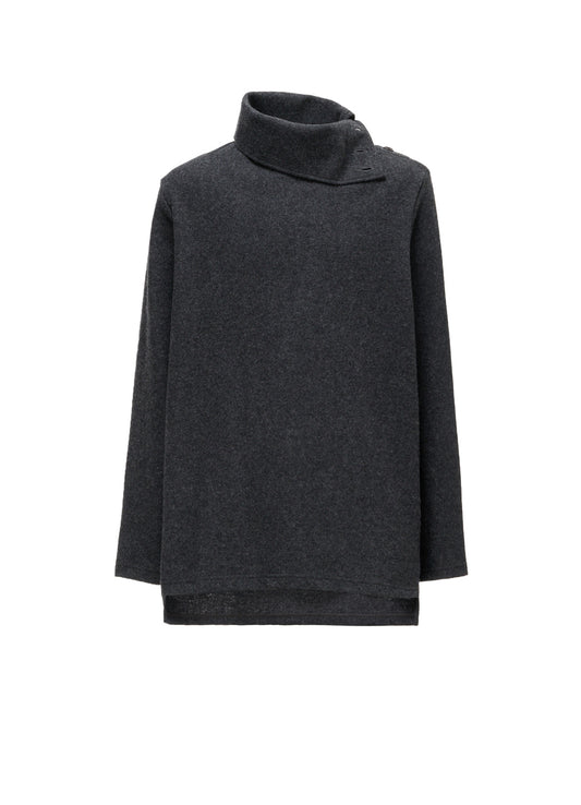 AIRY WOOL BLEND JERSEY TURTLENECK EMBROIDERED T-SHIRT