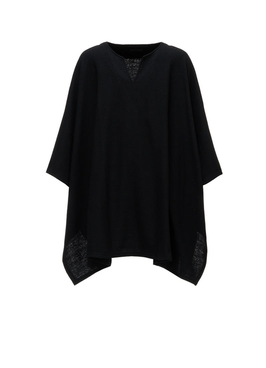 AIRY WOOL BLEND JERSEY CAPE SILHOUETTE CUTSEW TOP
