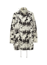 INK-WASH PRINTED RAGLAN STAND COLLAR UTILITY BLOUSON WITH DECORATIVE STITCH DETAILING