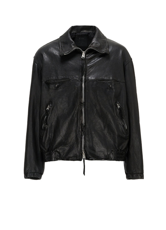 WASHED SHEEP LEATHER ZIP-UP BLOUSON