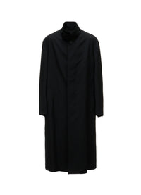WASHER WOOL GABARDINE CONCEALED PLACKET STAND COLLAR COAT