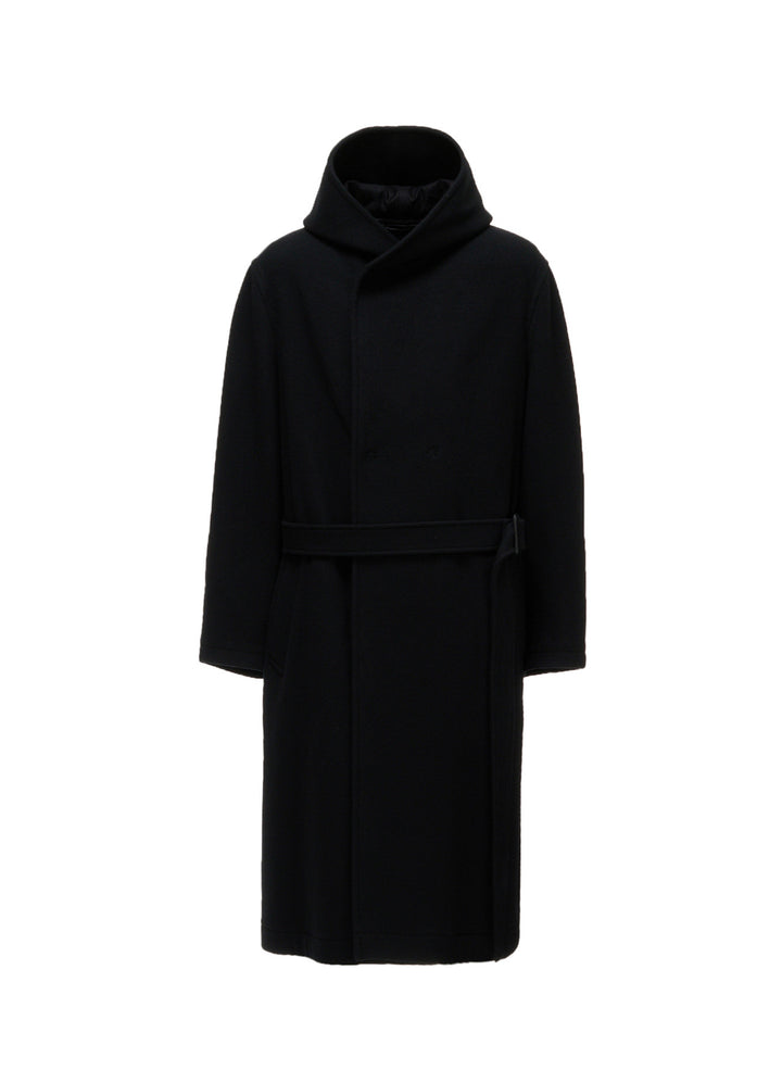 BRUSHED WOOL HOODED COAT