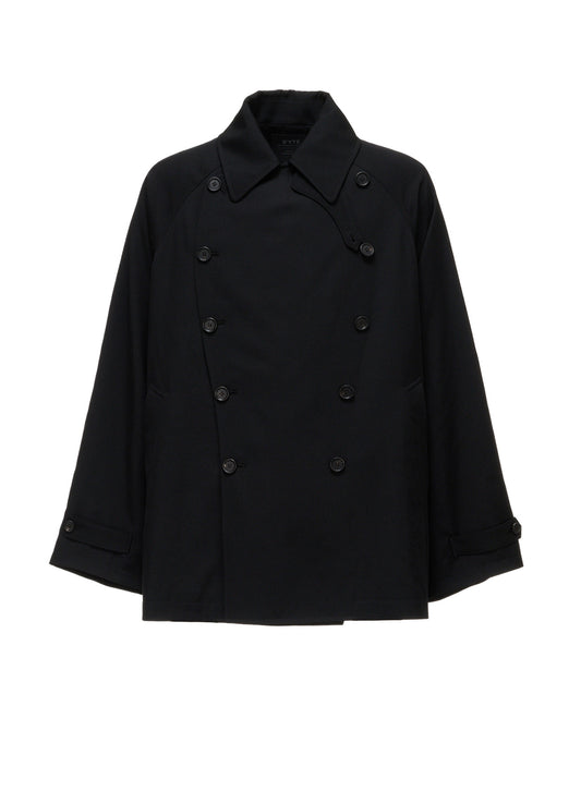 WASHER WOOL GABARDINE NAPOLEON DOUBLE-BREASTED JACKET