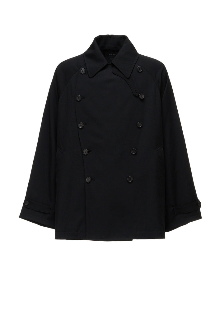WASHER WOOL GABARDINE NAPOLEON DOUBLE-BREASTED JACKET