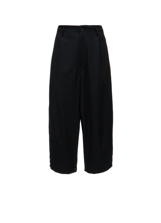 WASHER WOOL GABARDINE BUTTON HEM TAPERED PANTS