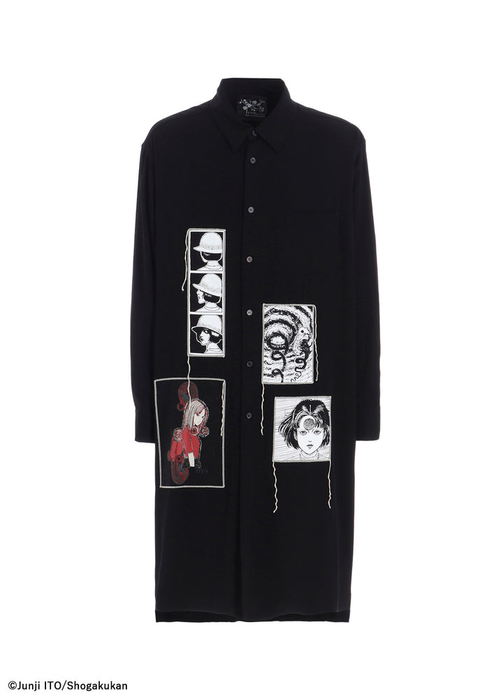 S'YTE × JUNJI ITO -UZUMAKI- PRINTED PATCH OMNIBUS LONG SHIRT