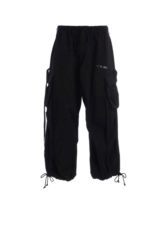 -S’YTE × GDC Collaborate Collection-COTTON DRILL LOGO-PRINTED ARMY TECHNO PANTS