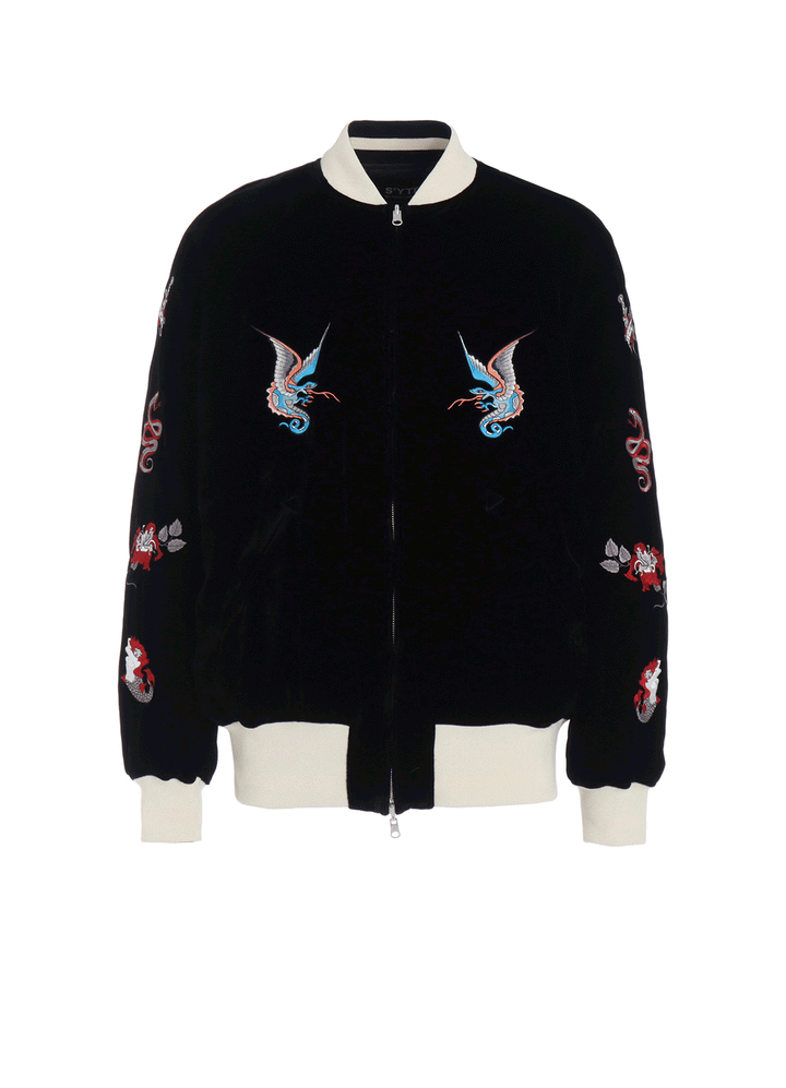 【S'YTE X TAION】EMBROIDERY QUILTED DOWN REVERSIBLE BOMBER JACKET