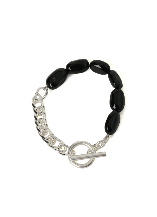 BLACK ONYX + BRASS SCREW-CHAIN BRACELET