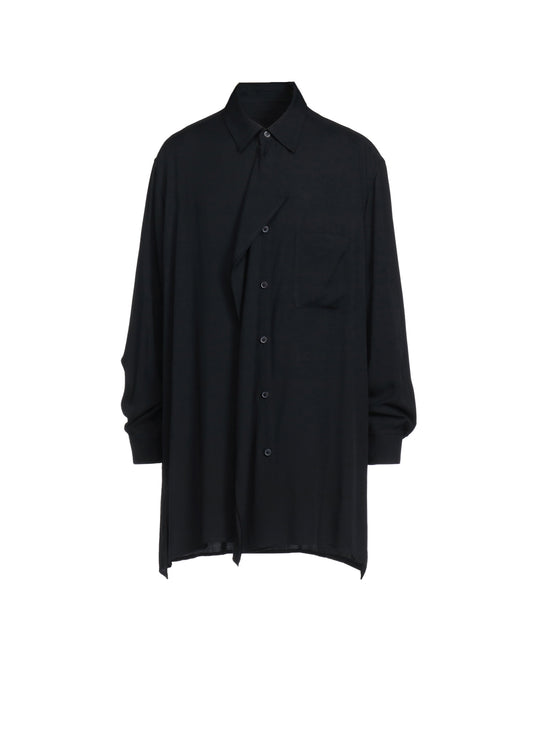 RAYON WASHER TWILL DOUBLE-TAILORED FRONT DRAPED SHIRT