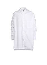 COTTON BROAD CLOTH OVERSIZED SHIRT WITH GATHERED STRINGS