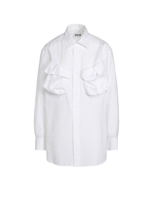 COTTON BROAD CLOTH DECONSTRUCTED CHEST POCKETS SHIRT