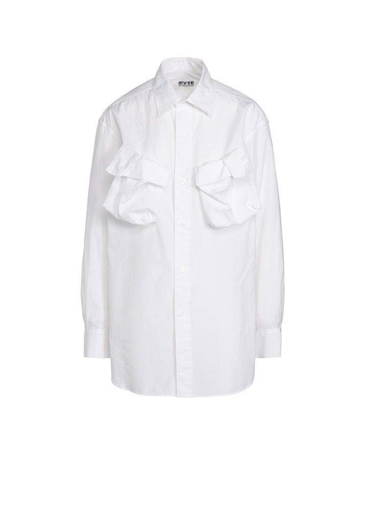 COTTON BROAD CLOTH DECONSTRUCTED CHEST POCKETS SHIRT