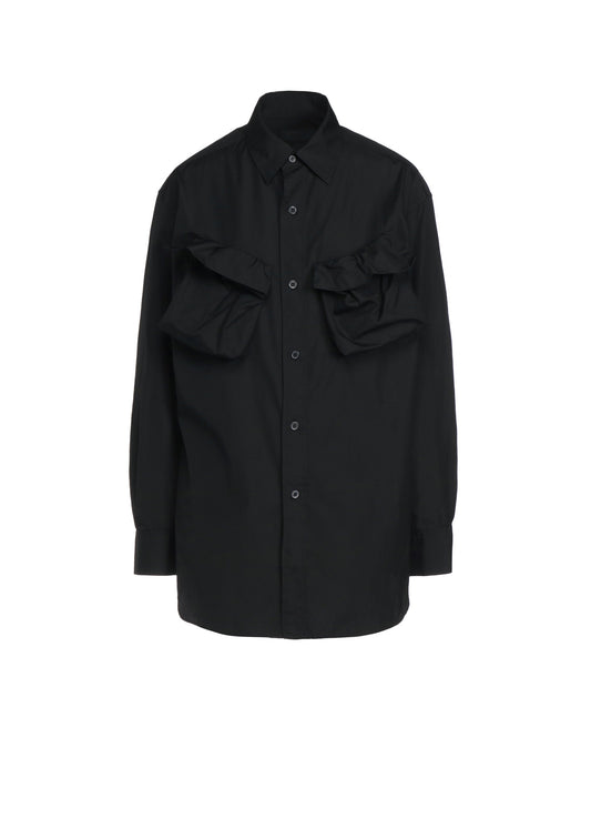 COTTON BROAD CLOTH DECONSTRUCTED CHEST POCKETS SHIRT