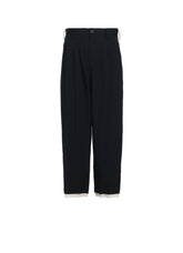 WASHER FINISHED WOOL GABARDINE 2-TUCK PANTS WITH CUT-OUT HEM DESIGN