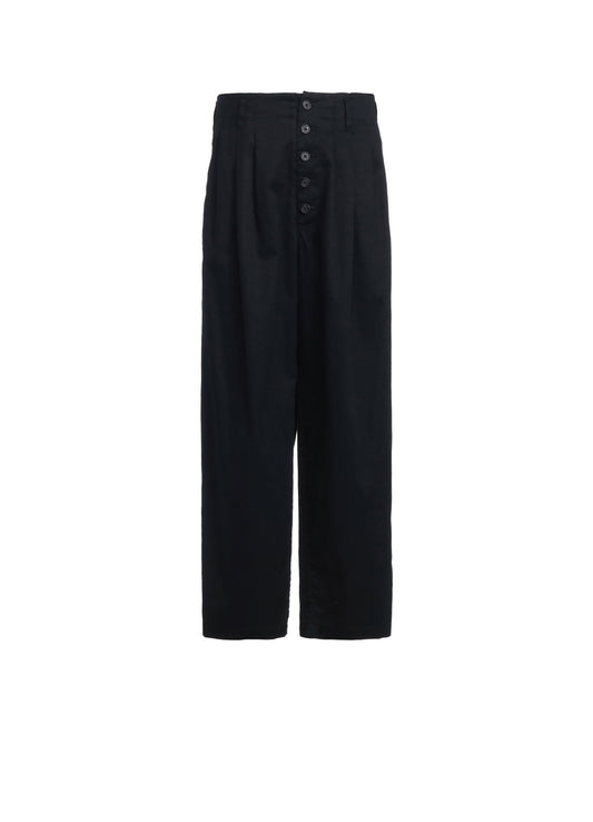 COTTON TWILL 3-TUCK WIDE TROUSERS WITH SIDE STRIPES