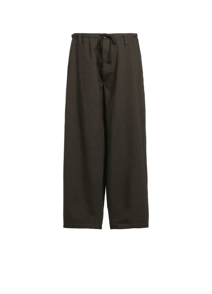 COTTON DRILL DRAWSTRING WIDE PANTS