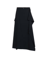 WASHER FINISHED WOOL GABARDINE WRAP SKIRT