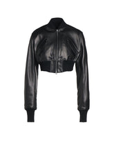 SEMI-VEGETABLE TANNED SHEEP LEATHER CROPPED BOMBER JACKET