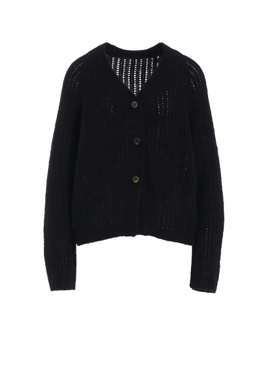 RIB MESH KNIT CARDIGAN