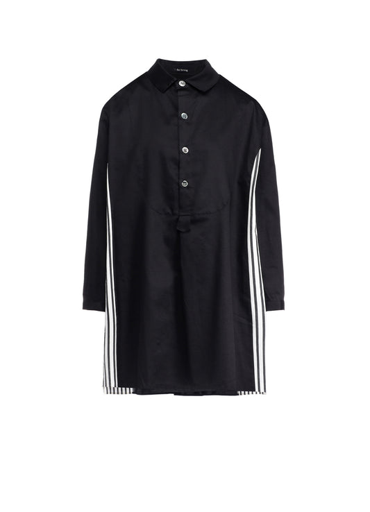 COTTON SATIN STRIPE SWITCHING LONG SHIRT