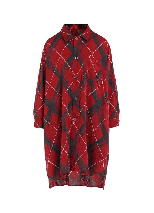 WASHER BIAS PLAID PRINT LONG SHIRT