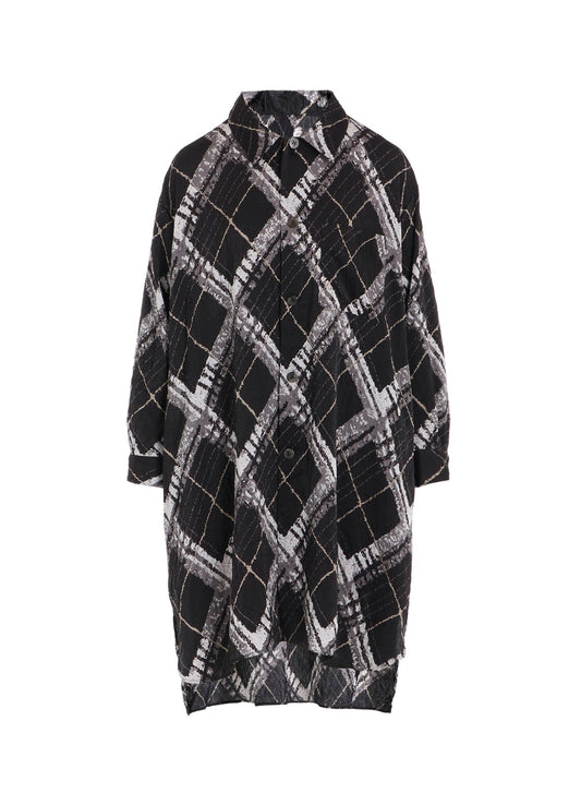 WASHER BIAS PLAID PRINT LONG SHIRT