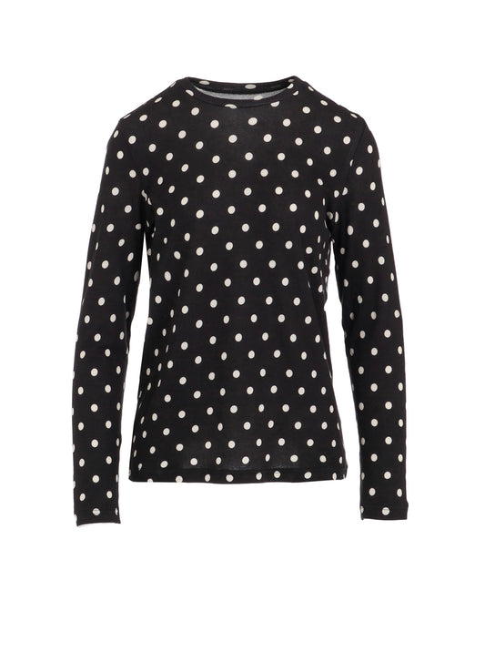 80/1 DUAL-LAYER JERSEY DOT PRINT CREW NECK SHIRT