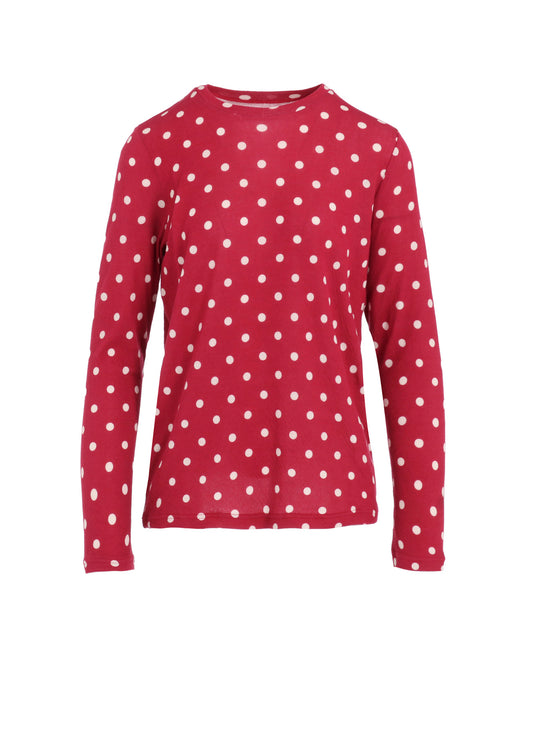 80/1 DUAL-LAYER JERSEY DOT PRINT CREW NECK SHIRT