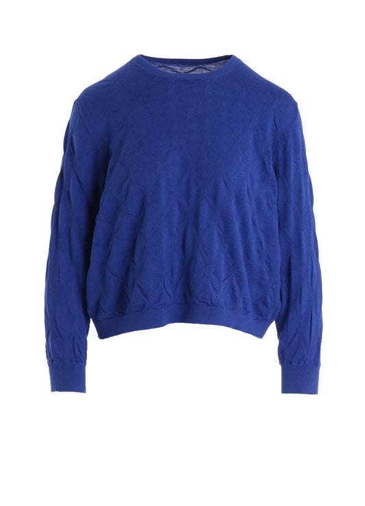 COTTON SILK SHIRRING KNIT PULLOVER