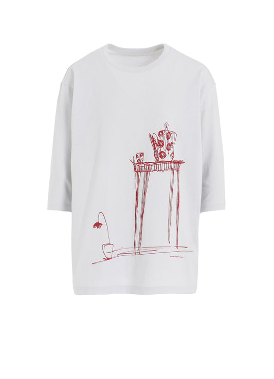 20/1 COMBED JERSEY POT & TABLE PRINT 3/4 SLEEVE SHIRT