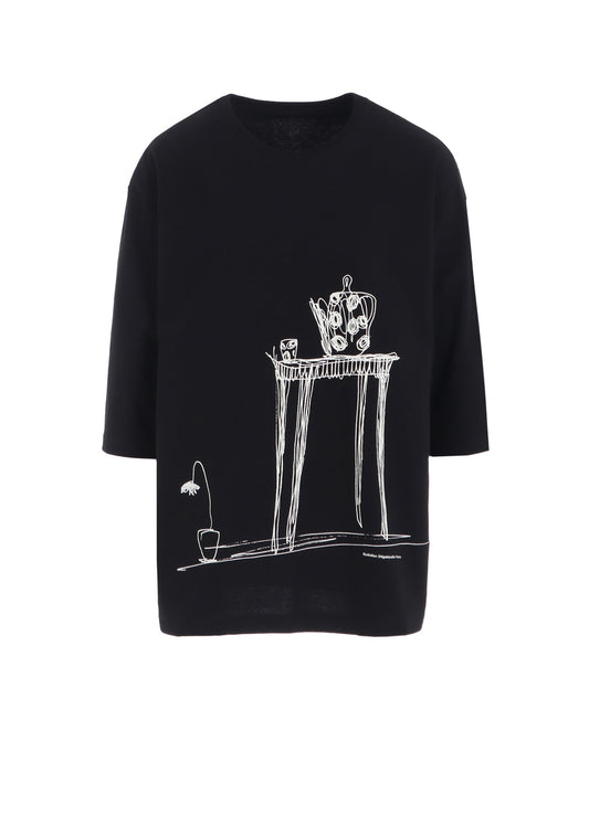 20/1 COMBED JERSEY POT & TABLE PRINT 3/4 SLEEVE SHIRT