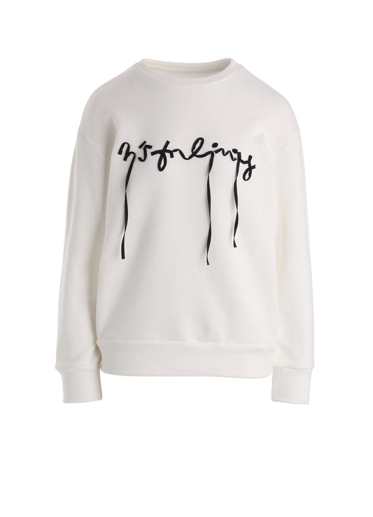 COTTON CELLULOSE FLEECE TAPE EMBROIDERY PULLOVER