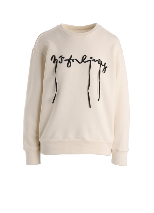 COTTON CELLULOSE FLEECE TAPE EMBROIDERY PULLOVER