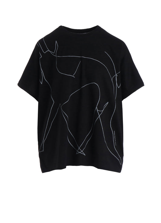 COTTON RAYON JERSEY DRAWING PRINT SHIRT