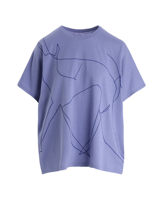 COTTON RAYON JERSEY DRAWING PRINT SHIRT