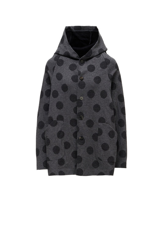 40/30 DUAL-LAYER DOT JACQUARD HOOD CARDIGAN
