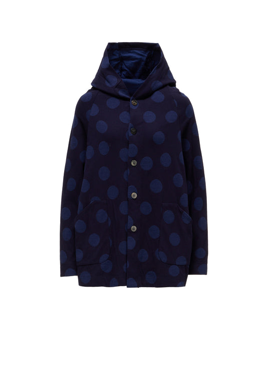 40/30 DUAL-LAYER DOT JACQUARD HOOD CARDIGAN
