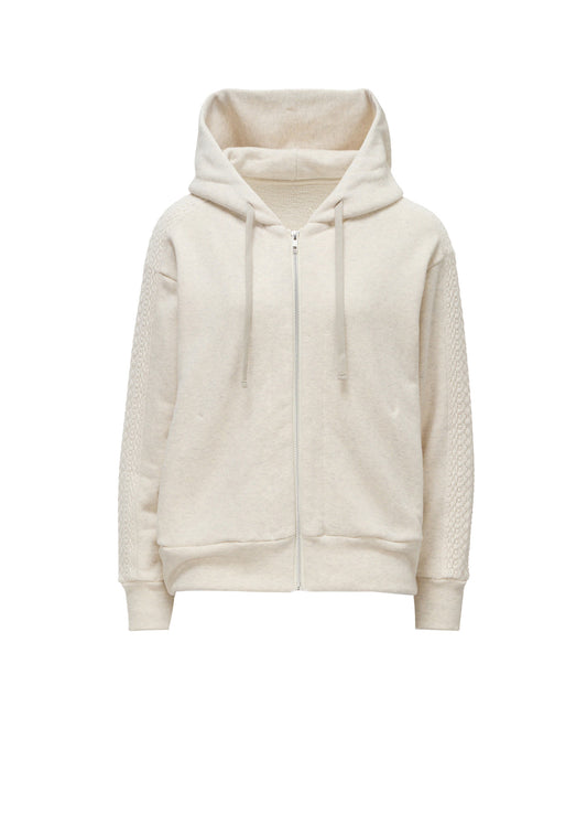 COTTON CELLULOSE FLEECE + LACE HOODIE