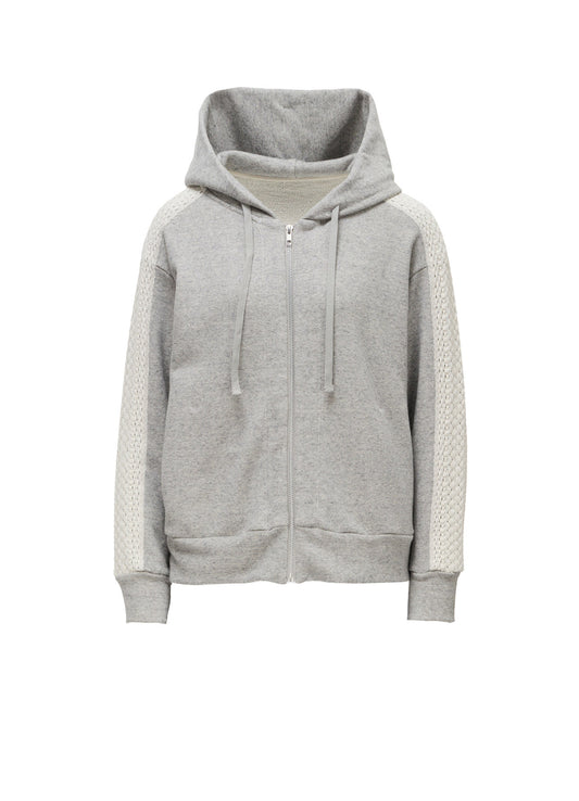 COTTON CELLULOSE FLEECE + LACE HOODIE