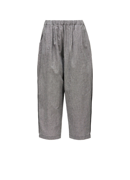 COTTON LINEN WASHER CURVED PANTS