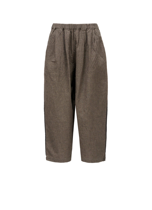 COTTON LINEN WASHER CURVED PANTS
