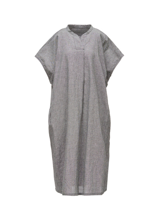 COTTON LINEN WASHER SLIT NECK ONE PIECE