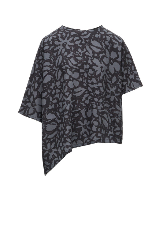 POLYESTER VIELLA FLOWER PRINT ASYMMETRIC PULLOVER