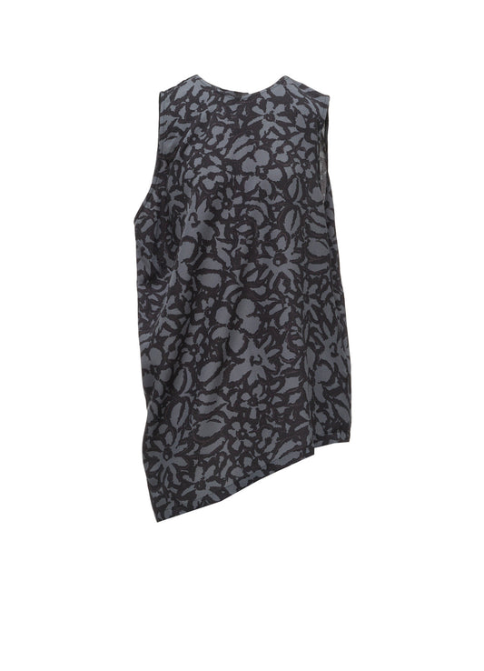 POLYESTER VIELLA FLOWER PRINT ASYMMETRIC HEM VEST