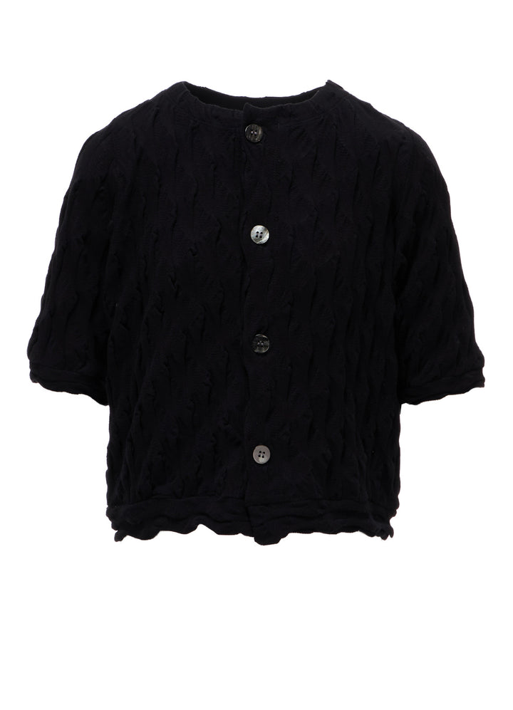 HARD TWIST JACQUARD HALF SLEEVE CARDIGAN
