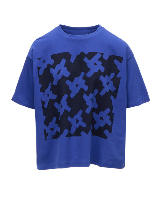 COTTON JERSEY HOUNDSTOOTH PRINT T-SHIRT