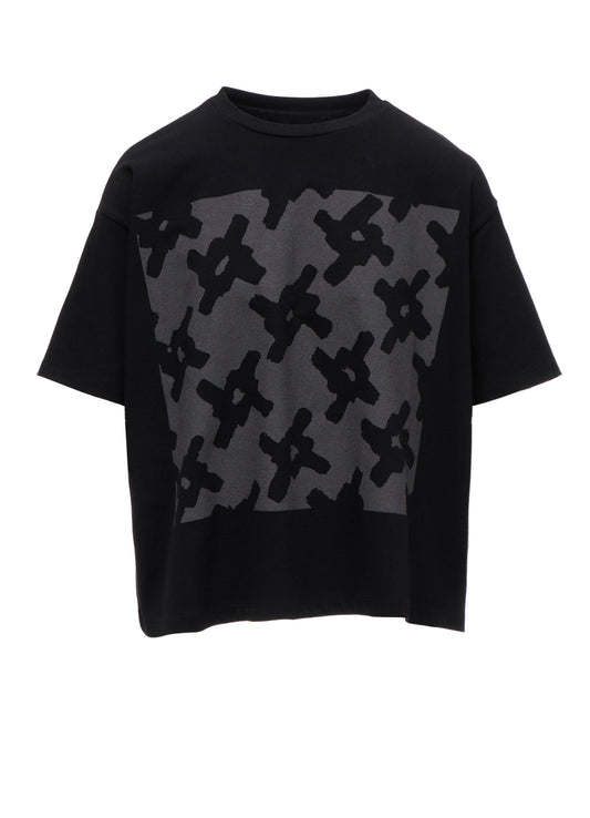 COTTON JERSEY HOUNDSTOOTH PRINT T-SHIRT